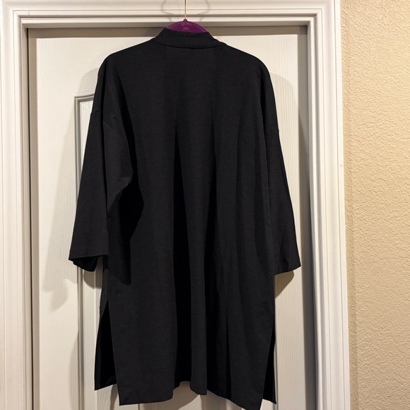 Eileen Fisher Charcoal Open Front Cardigan size L like new - Picture 5 of 6